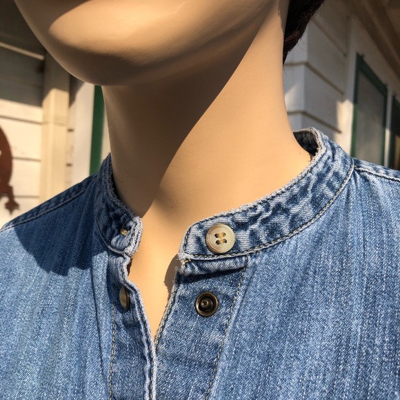 Liz Claiborne Jeans Vintage 90s Cotton Chambray Long Sleeve Snap Front Shirt - Picture 5 of 12